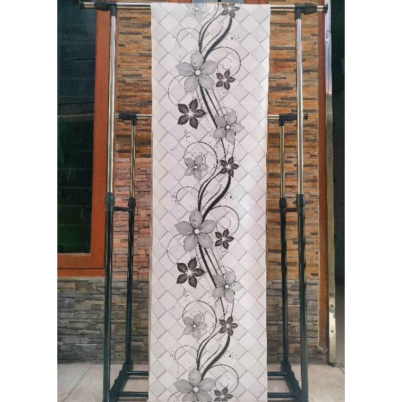 Wallpaper Stiker Dinding Ukuran 8 Meter CY1076 Motif Bunga Bintang Hitam Termurah