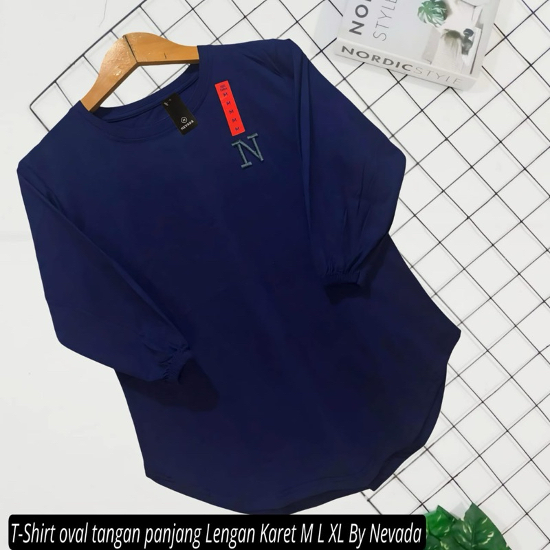 Kaos oval wanita lengan karet