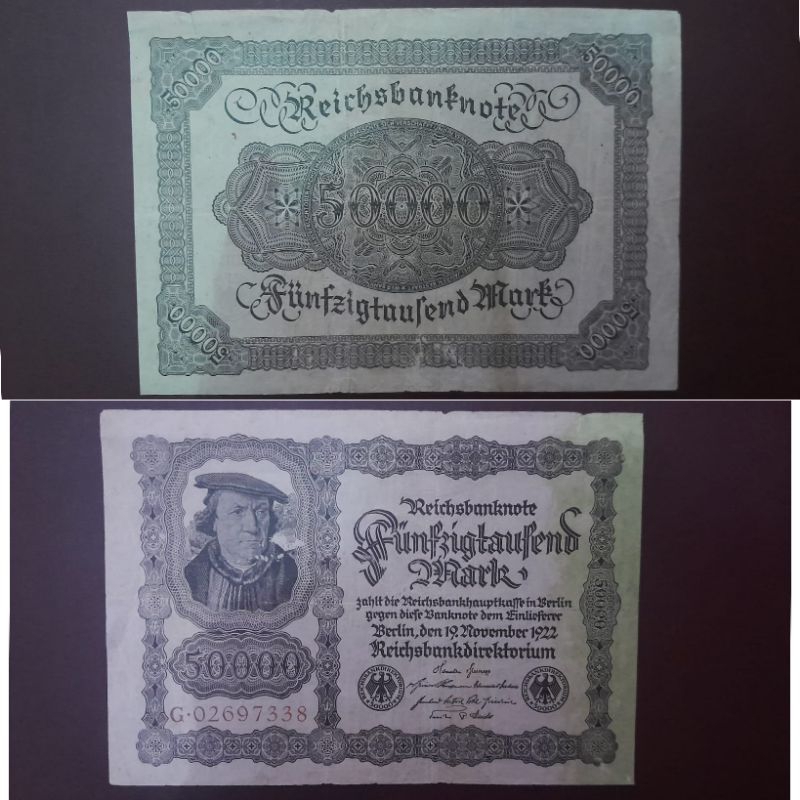 #Super Sangat Murah Rare Bagus Uang Negara Jerman 50.000 Mark 1922 super Big size Kondisi AXF Utuh R