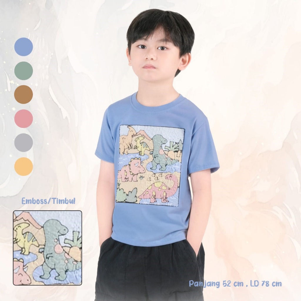 LEMONE Atasan Kaos Katun Anak Laki Laki Kaos Katun Anak 6-8 Thn