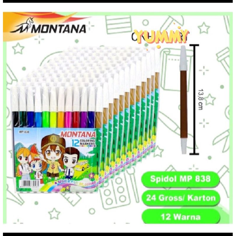

Spidol 12 Warna Montana 838 / Spidol 12 Warna 838 12Colors /Spidol Warna-Warni Ukuran Sedang - Harga 12 Pcs ( 1 Set )