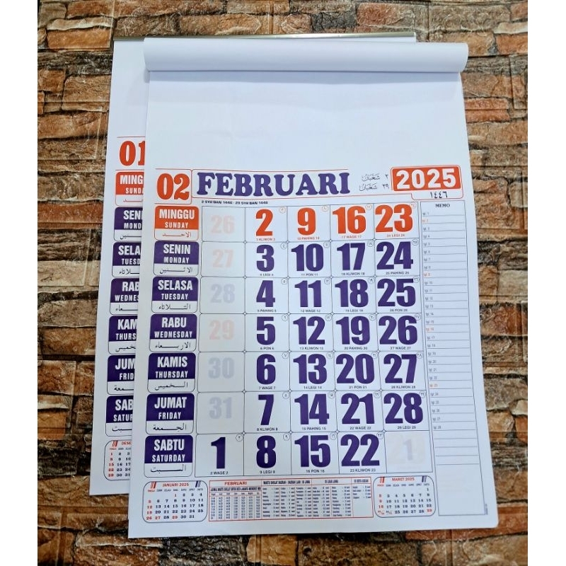 

Kalender kerja Standar Jadwal Shalat HVS BO 2025 Angka Besar [ 48cm x 54 cm ]