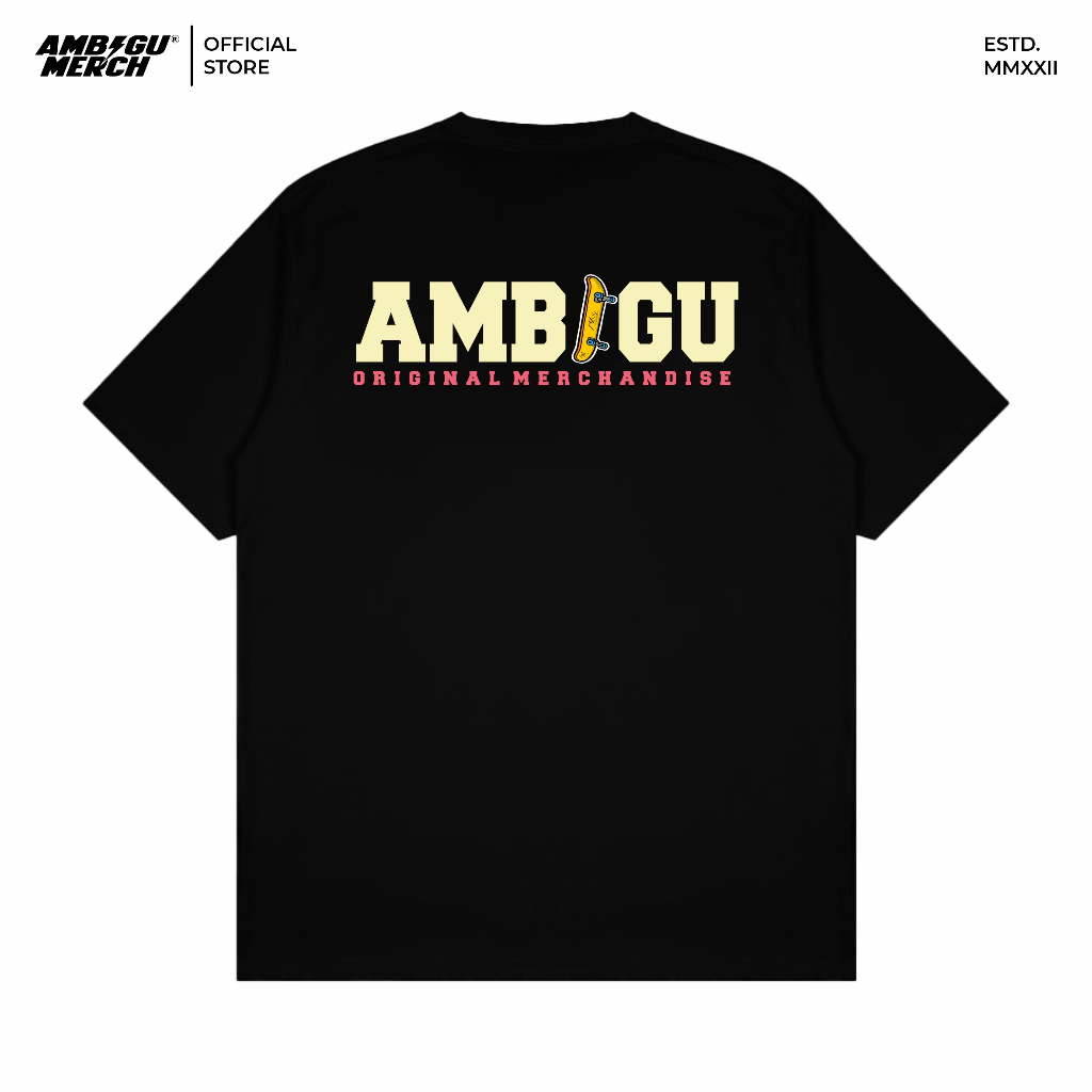 AMBIGU Tshirt Distro Pria Katun Combed - Black Kaos Lengan Pendek