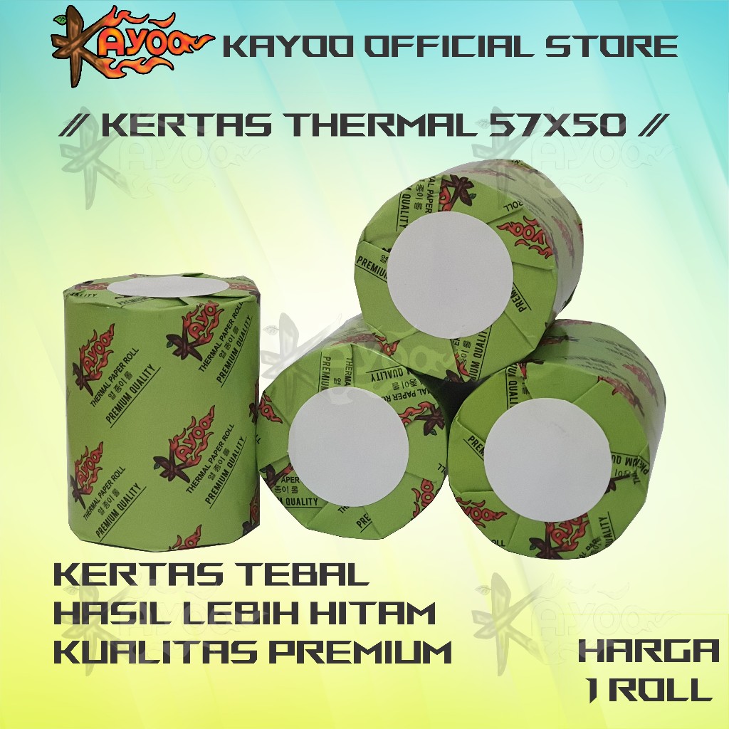 

KAYOO KERTAS THERMAL STRUK KASIR PAPER ROLL 57X50 / 58X50 TERMAL POS RECEIPT MINI PRINTER BLUETOOTH 58MM MESIN CASH REGISTER 57X50MM 58X50MM