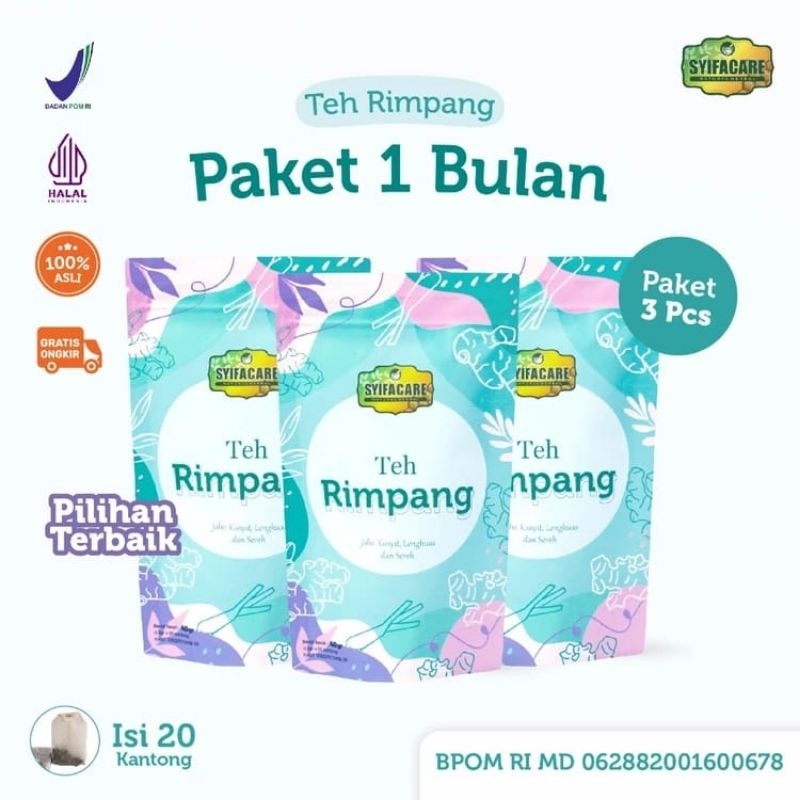 

Paket 1 Bulan (3 pcs) TEH RIMPANG BPOM Syifacare ala JAR - TEH PELANGSING HERBAL