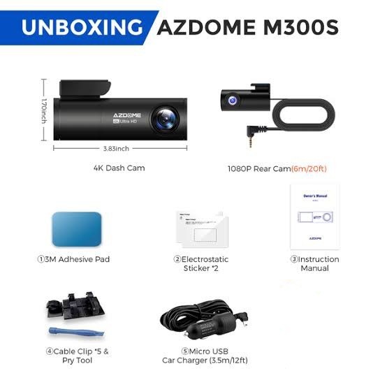 AZDome M300 Kamera Dasbor dengan WiFi dan GPS