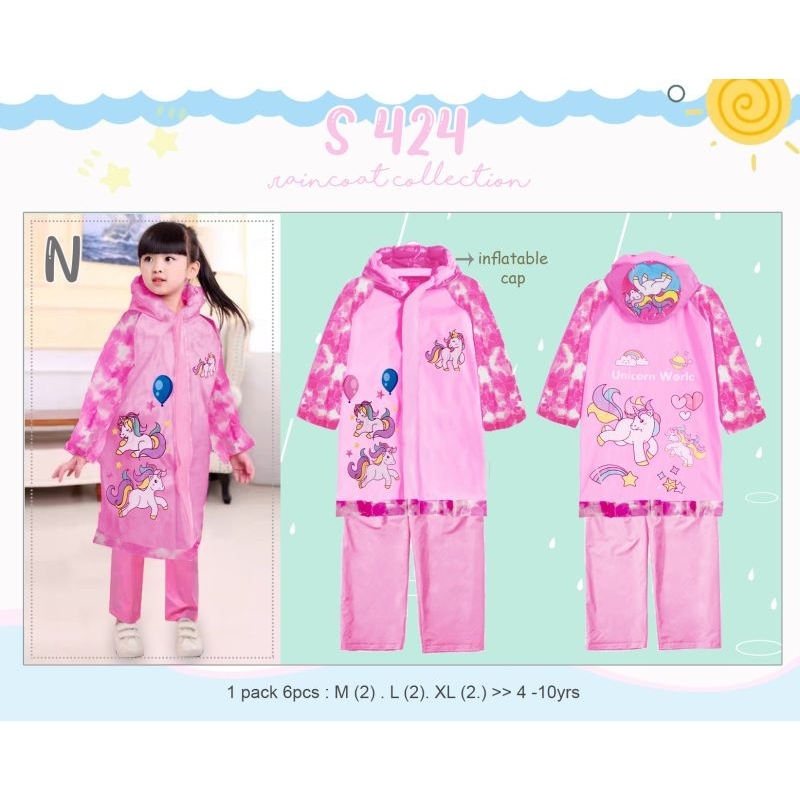 Jas hujan anak perempuan import/setelan jas hujan /setelan jas hujan karakter anak perempuan