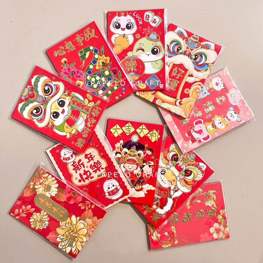 

6pcs Amplop Uang Angpao Imlek 2025 Shio Ular Hong Bao Angpau Merah
