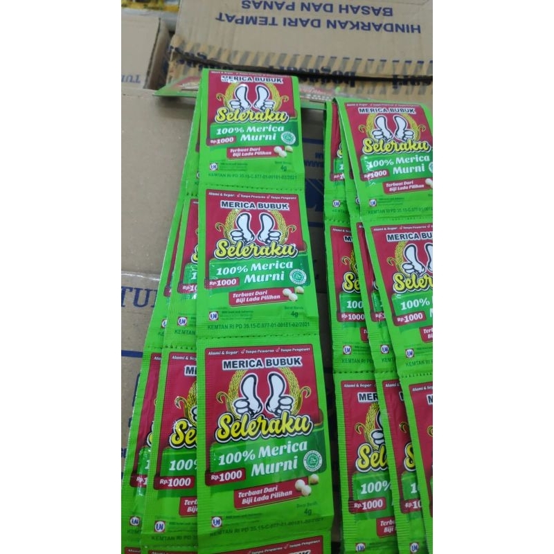 

Seleraku merica bubuk murni 1 renteng isi 12pcs x 4g