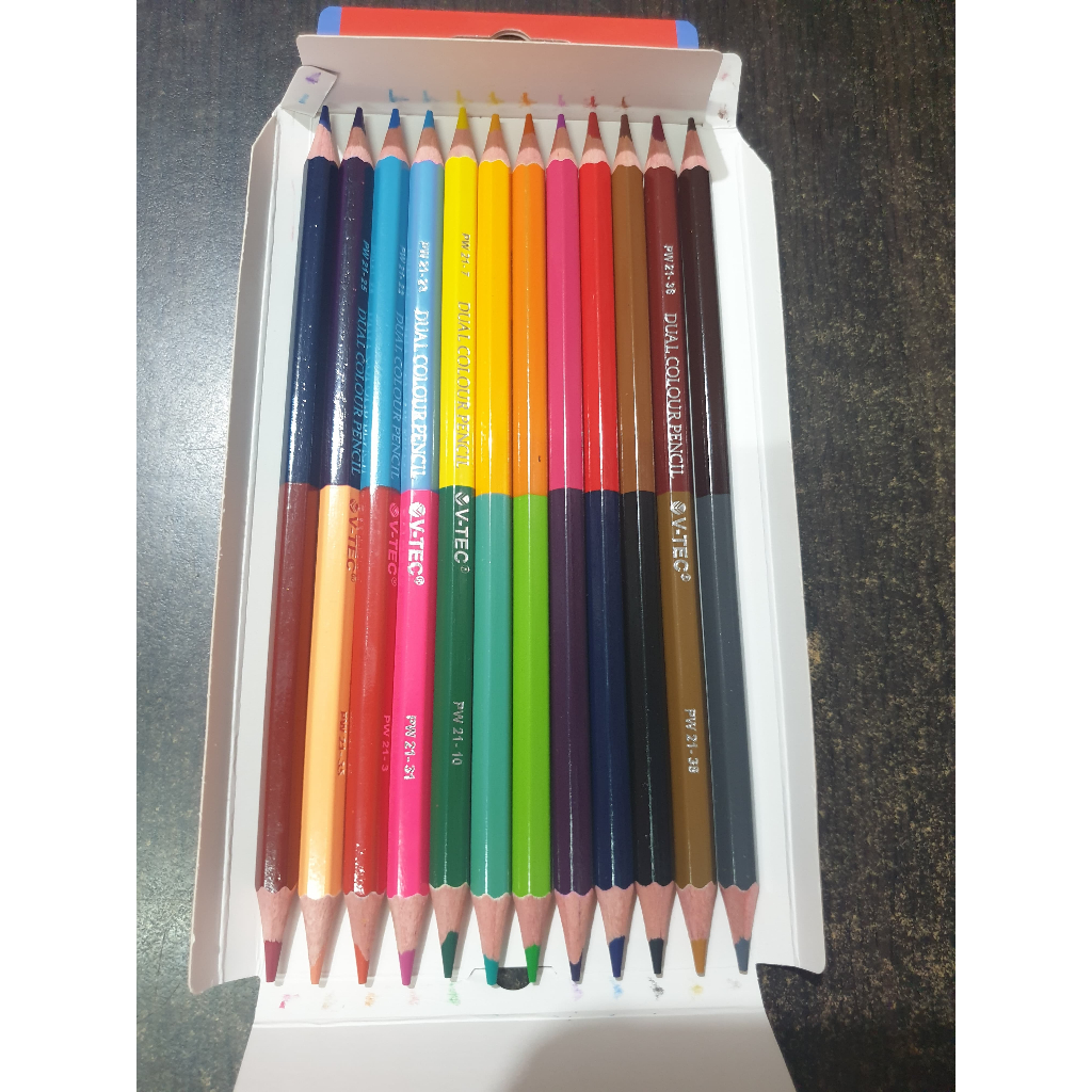 

Pensil Warna / Pulas V-TEC 12 Warna Pendek Panjang Dual Color