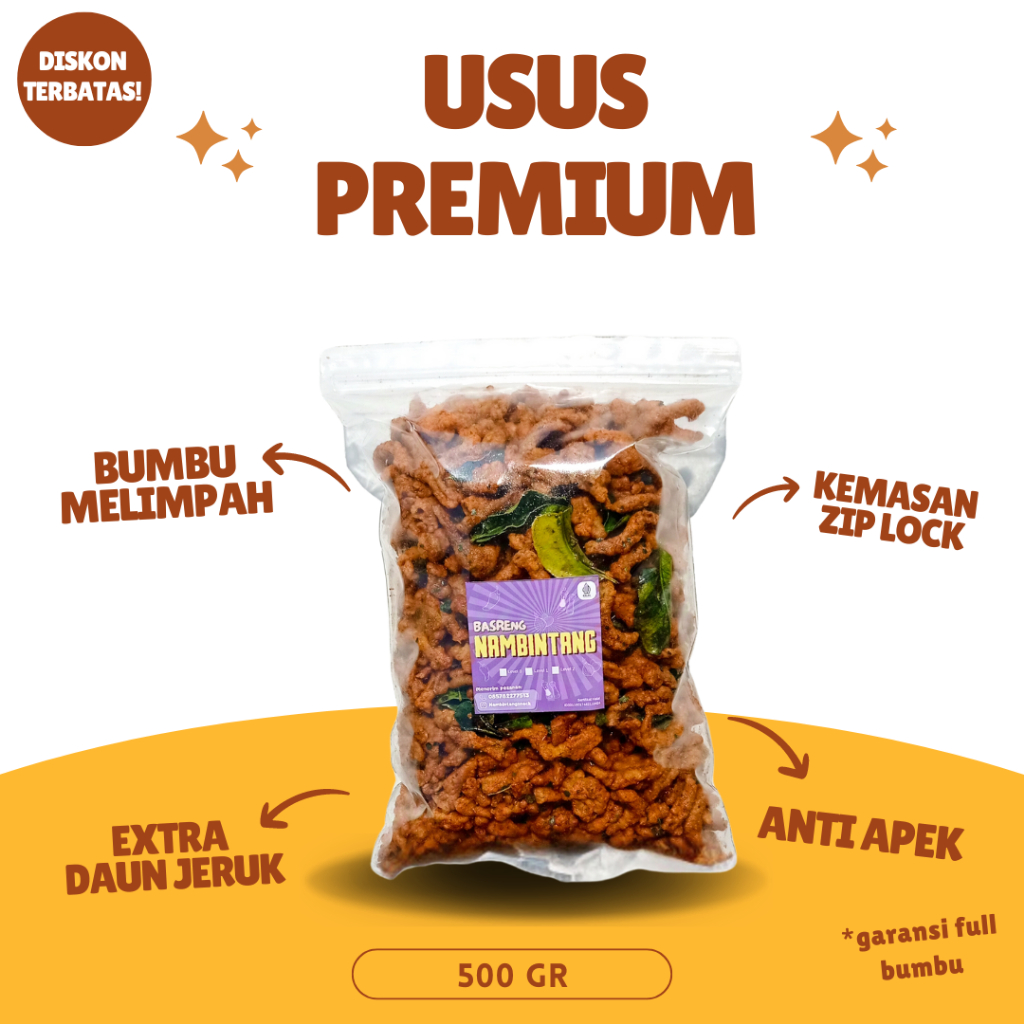 

Kripik Usus Crispy Premium Daun jeruk 500 Gr