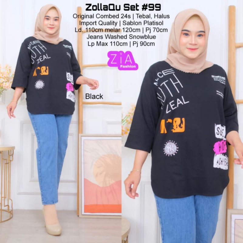 ZOLLAQU SET#99 SETELAN KAOS WANITA DAN CELANA JEANS WANITA BY ZIA