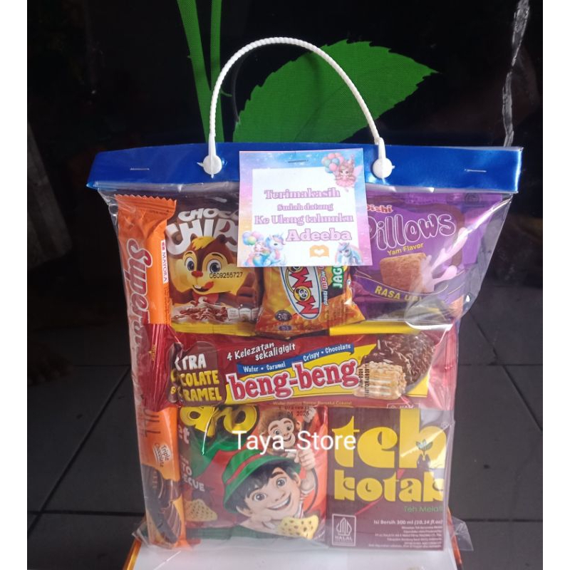 

Paket Snack Ulang Tahun / Khitanan / Donasi / Free Card Costum Tulisan & Nama