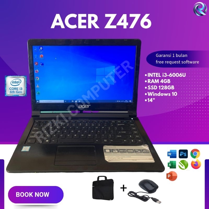 Laptop Core i3 gen 6 ACER RAM 4GB SSD 128GB second berkualitas