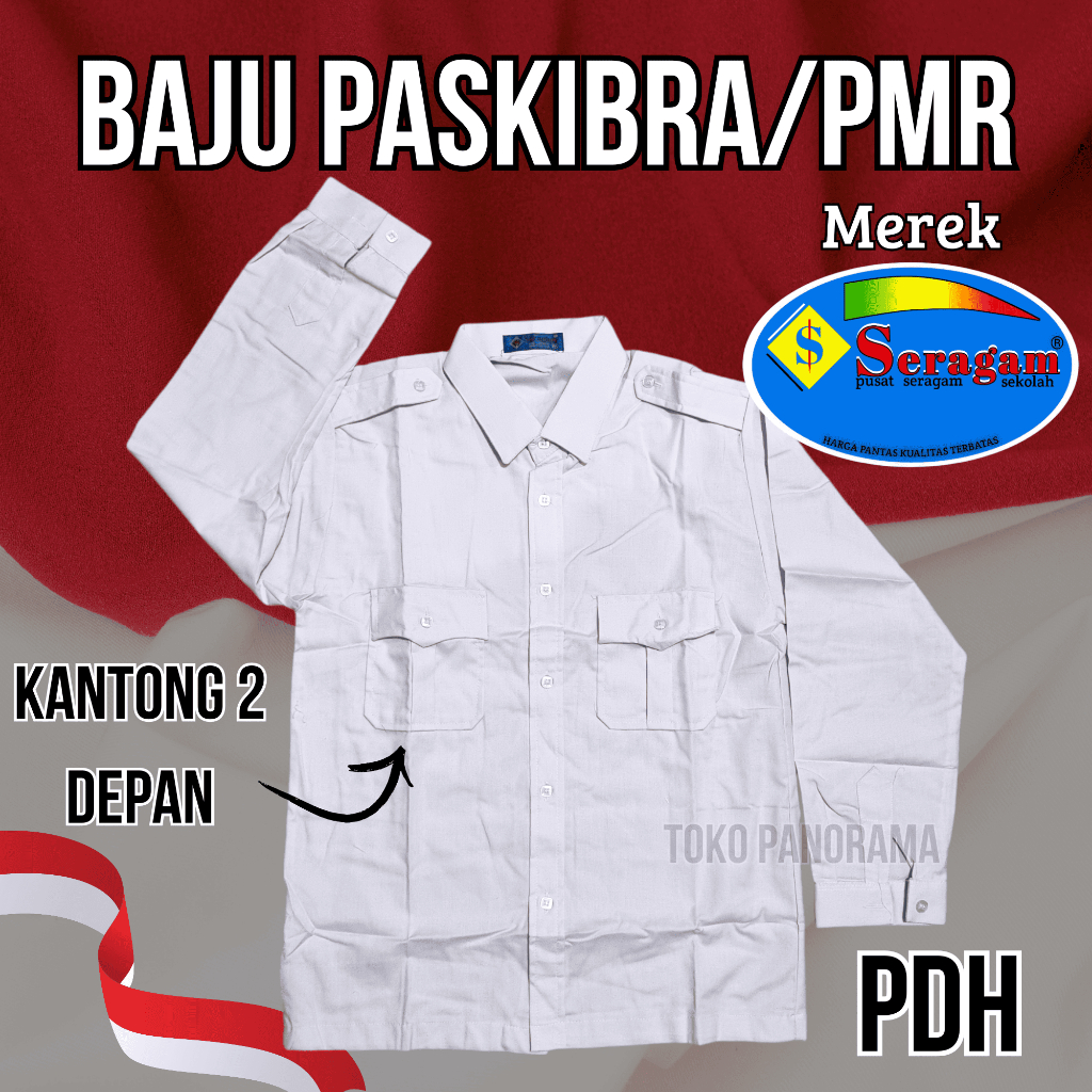 Baju Paskibra / PMR / PDL PDH Merek Seragam - Kantong 2 Atas - Lengan Panjang
