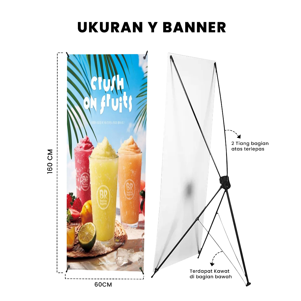 RB Standing Y Banner - Stand Rangka Tiang Spanduk Berdiri Tripod Cagak MMT Hitam Baner Makanan