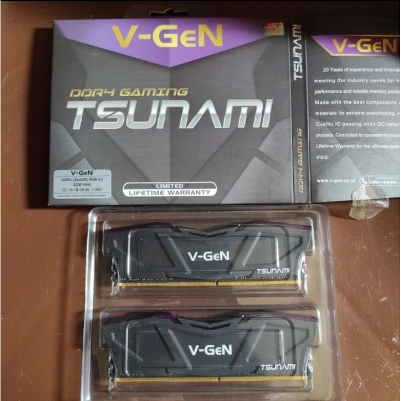 Ram V-GeN DDR4 Gaming 8GB 3200 MHz Dual Channel Kit CL-16-18-18-36
