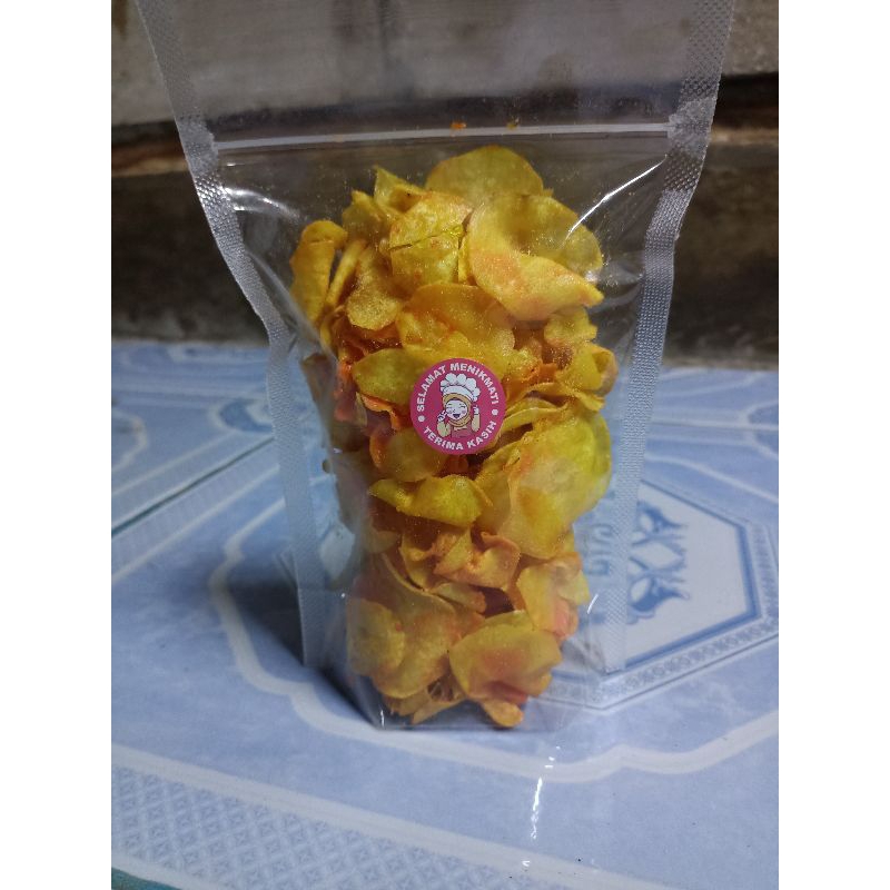 

Keripik talas jago emas balado pedas manis 100gr