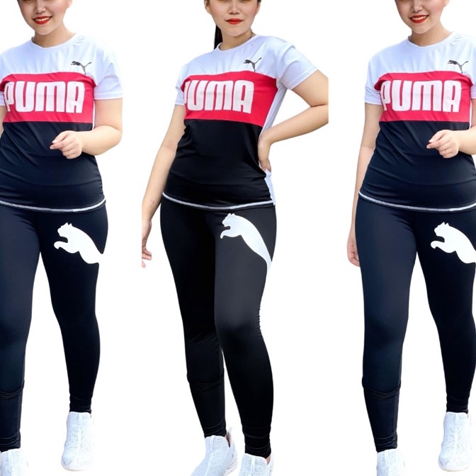 KF7 Baju Zumba Kaos Legging PM Logo Hitam Setelan Olahraga Zumba Set Aerobic Gym Trang Wanita Hijab