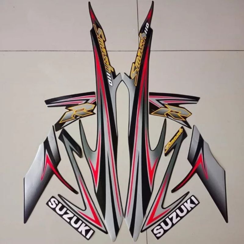 lis body Stiker striping Suzuki New Smash 110 R 2008 hitam kw