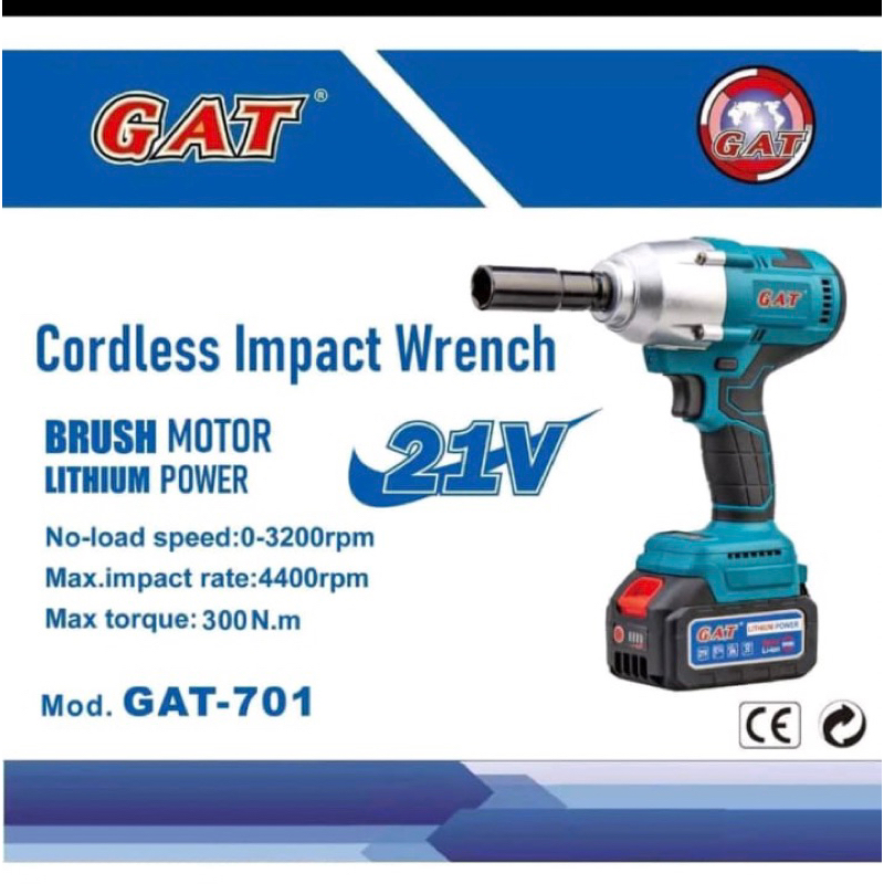 Impact Wrench Brushless Impact Baterai / Mesin Bor Baterai GAT 21V GAT - 701