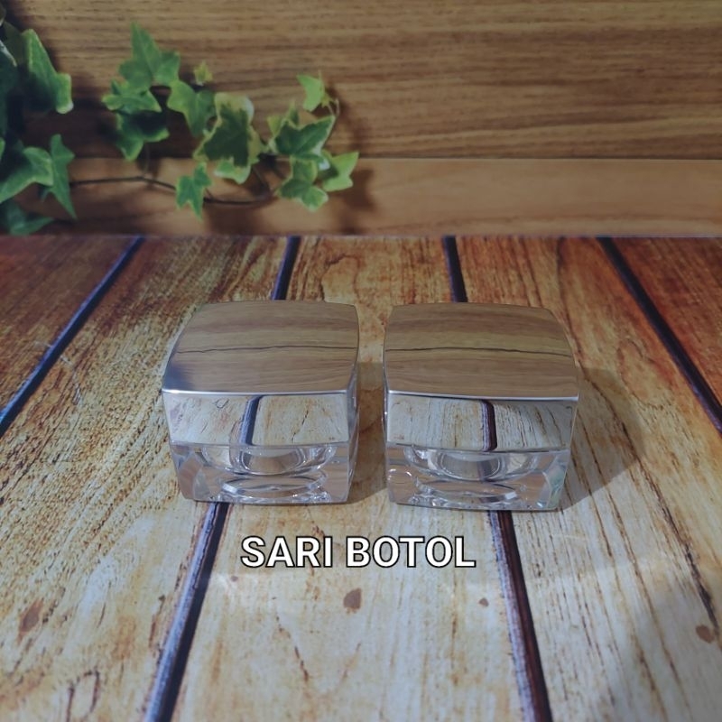 POT CREAM ACRYLIC SQUARE 10GR/POT CREAM AKRILIK KOTAK SILVER CAP 10 GRAM