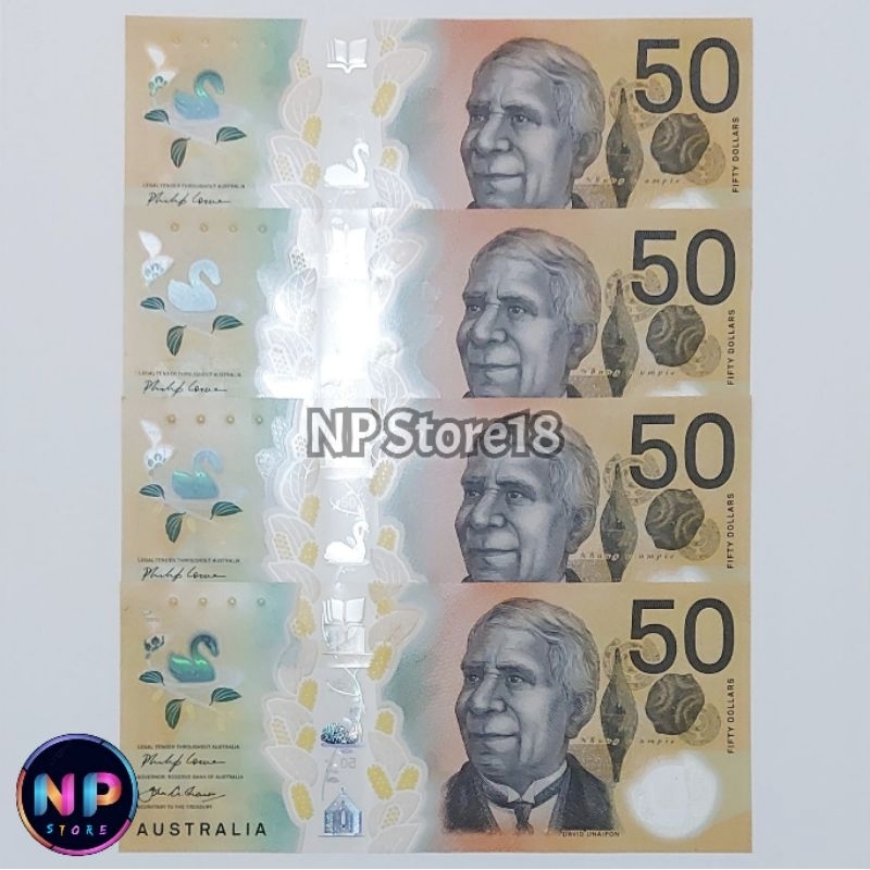 Souvenir Uang Asing Kuno Australia 50 Dolar Polymer