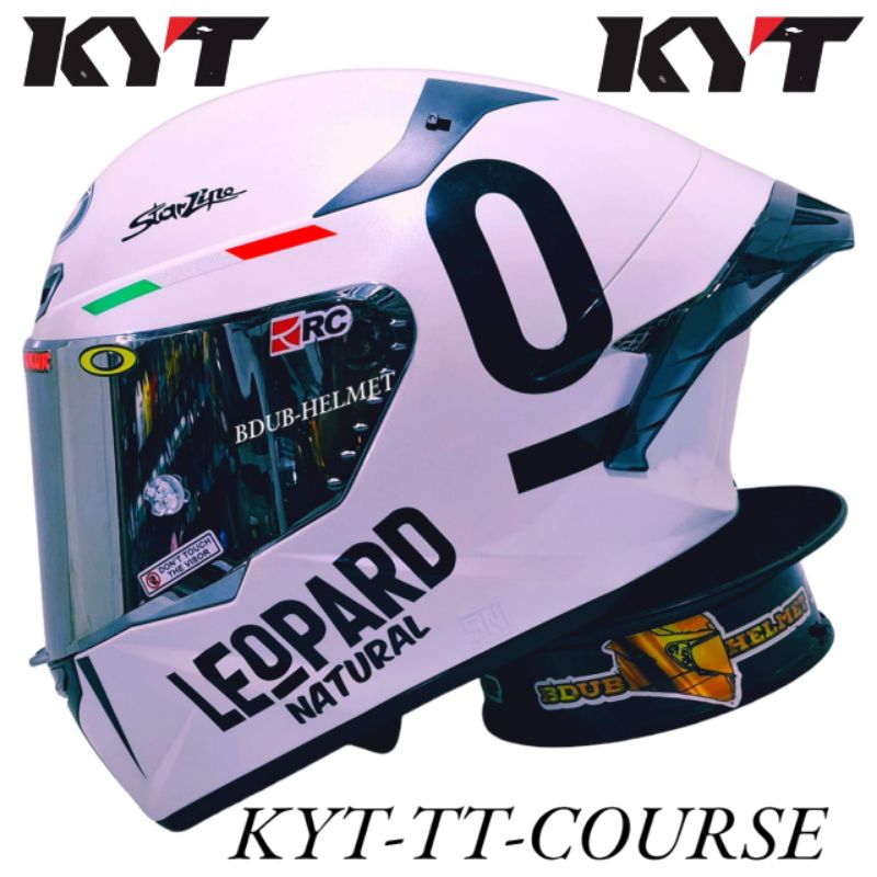 Helm KYT TT course white paket ganteng original KYT