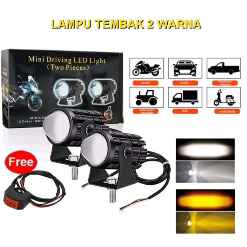 Promo Laser Foglamp D2 Superbright High Low Mini Driving Lampu Tembak Laser BONUS SAKLAR Lampu Sorot