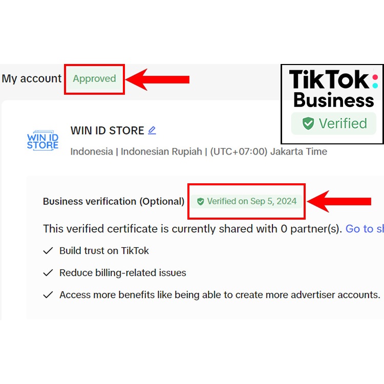Akun Tiktok BM Verified ADS - Siap Iklan - Verifikasi Indonesia - Bonus 3 BM