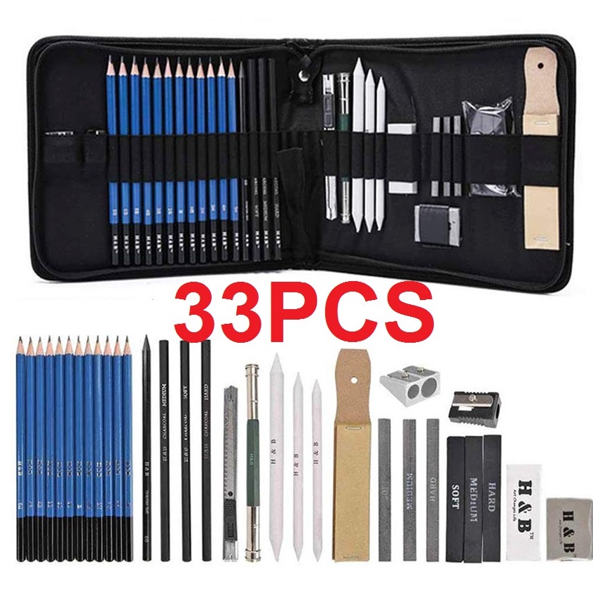 

Kejutan Terbaik 33PCSSet Sketch Pensil Pisau Penghapus dan Pensil Gambar untuk Keperluan Sekolah Pencil Drawing Set