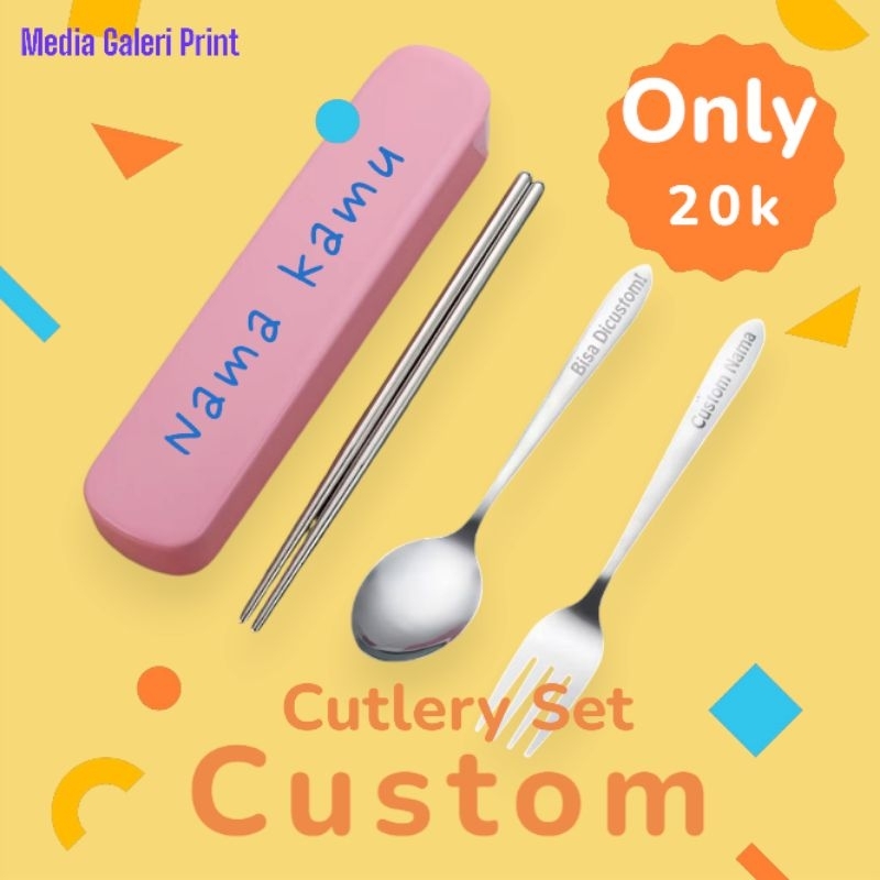 Cutlery Set Custom Nama|sendok custom|garpu custom