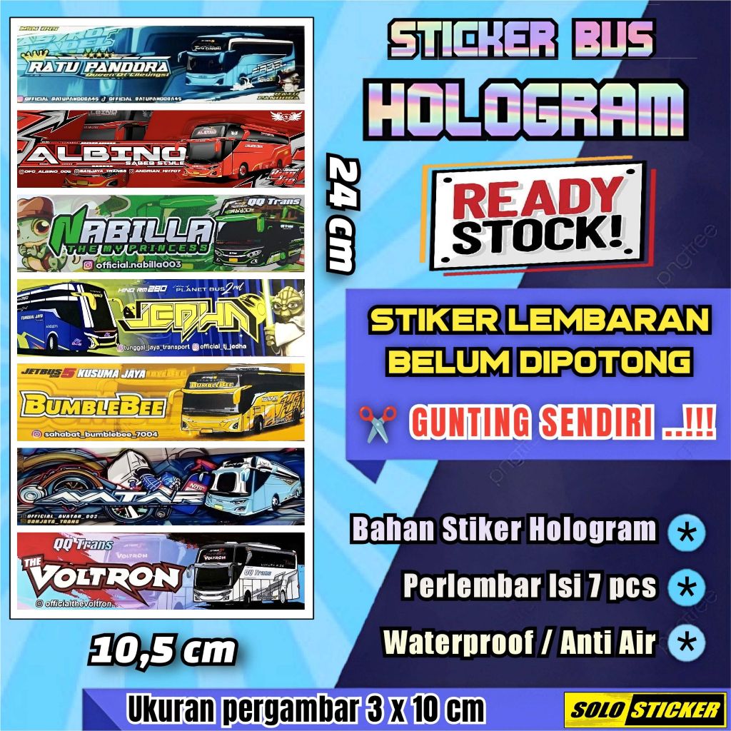

Stiker Bus Hologram Lembaran Isi 7pc Sticker Bis Ratu Pandora Albino Jedha Bumblebee Avatar Voltron