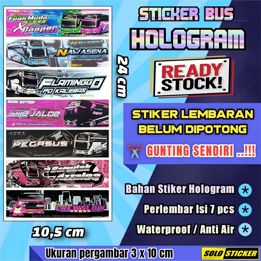 

Stiker Bus Hologram Lembaran Isi 7pc Sticker Bis Nawasena Flaminggo She Jaloe Crewslow Azzalea