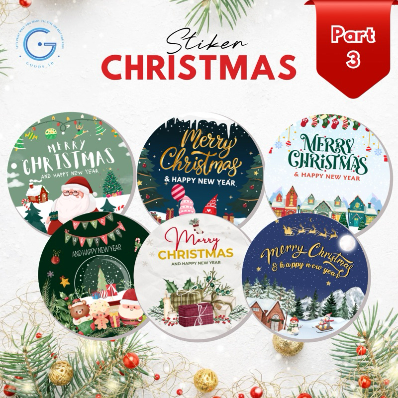 

Stiker Christmas | Sticker Bulat Natal & Tahun Baru | Stiker Kemasan Parcel, Hampers & Gift