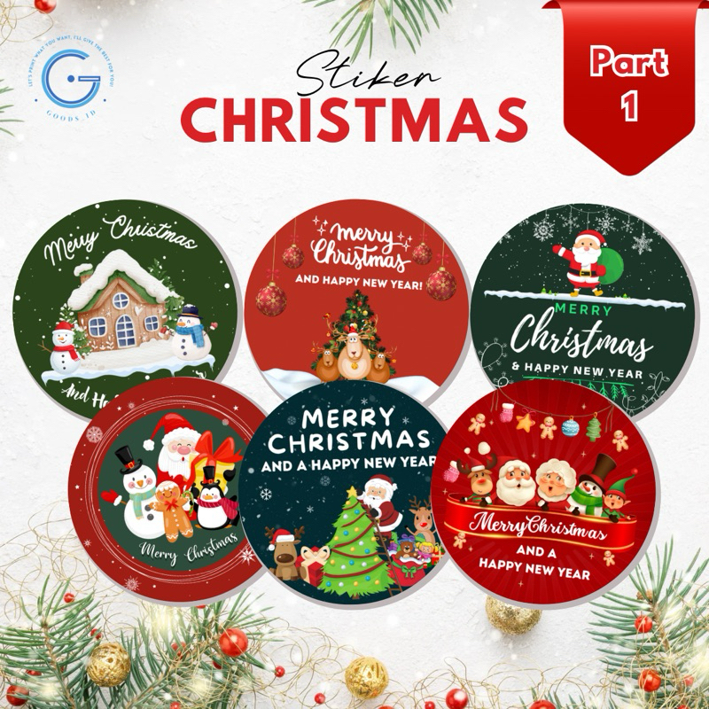 

Stiker Christmas | Sticker Bulat Natal & Tahun Baru | Stiker Kemasan Parcel, Hampers & Gift