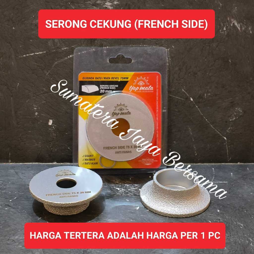 Tjap Mata batu gerinda pinggul granit 3 inch Serong Cekung 75 x 20 MM