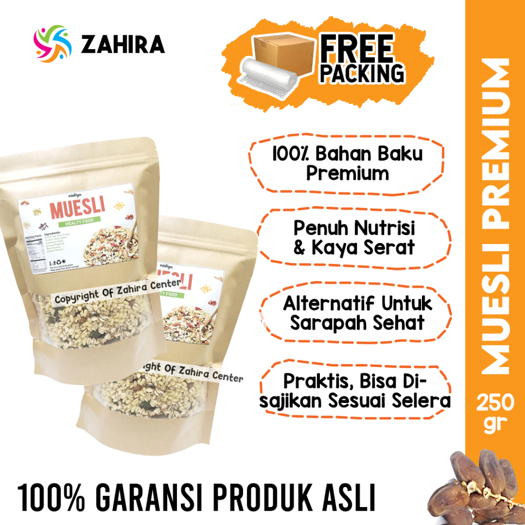 

Muesli 250Gr Oatmeal Dried Fuit Sereal Almond Nut Seed Roasted Rolled Oat Gandum Sarapan Sehat