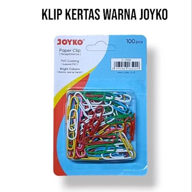 

penjepit kertas joyko 25 mm klip warna kecil paper clip No. 3 ( pack)