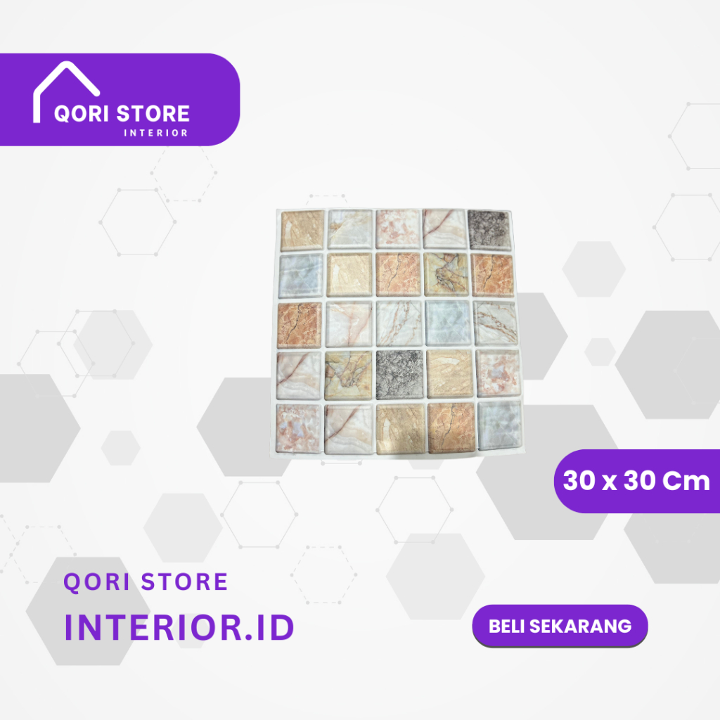 Wallpaper Dinding 3D Embossed Modern Foam Timbul Motif Batu 30x30