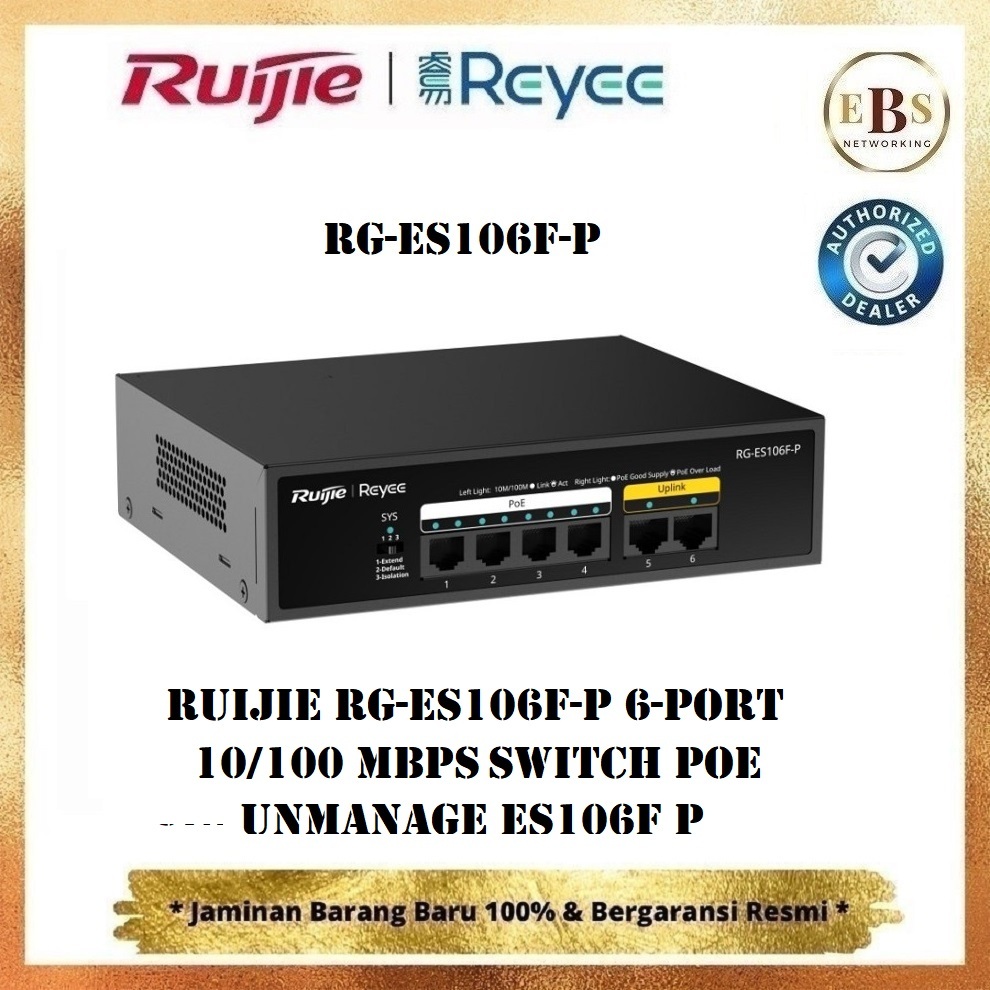 Ruijie RG-ES106F-P 6-Port 10/100 MbpsSwitch PoE Unmanage ES106F P ES106