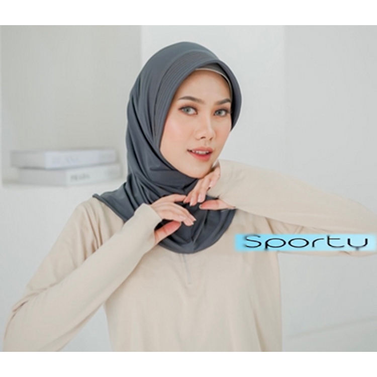 HIJAB INSTAN JILBAB SPORT BERGO BAHAN CRINKLE AIRFLOW WARNA KEKINIAN PAKAIAN MUSLIM REMAJA