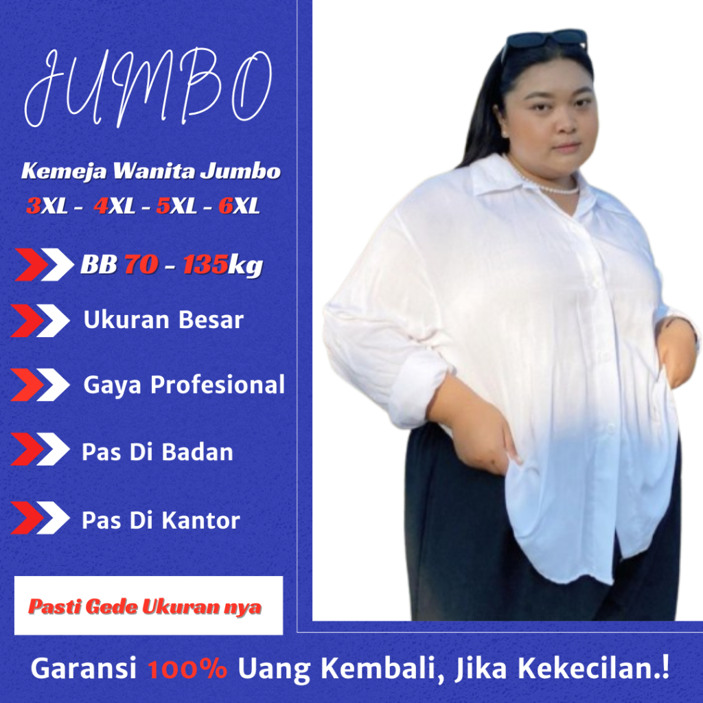 Outfit Jumbo - Kemeja Wanita Oversize Big Size Jumbo Putih