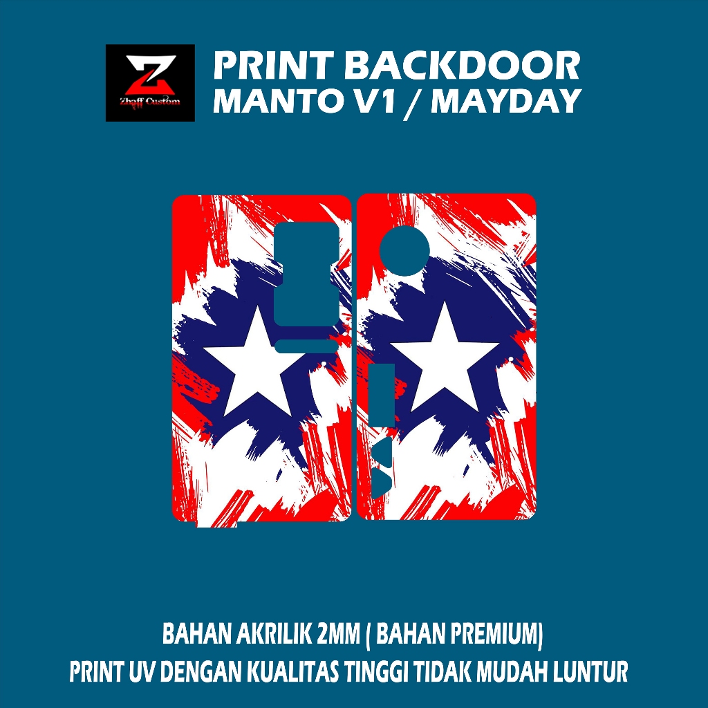 

Backdoor akrilik MANT0 MAYDAY print UV panel Akrilik Transparant