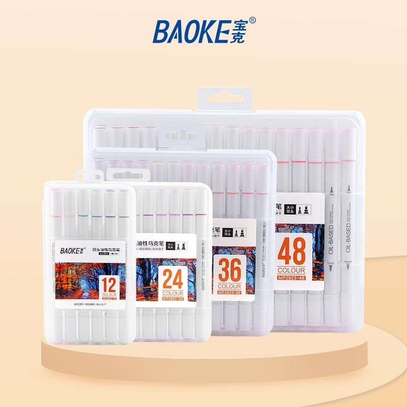 

BAOKE Art Marker Set Spidol Seni Ujung Ganda Pena Seni Set 12/18/24/36/48 Warna MP2923