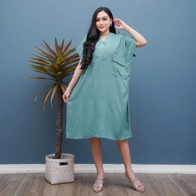 Dress Vilmei Daster Polos Rayon Jumbo  Baju Santai Wanita Daster Kekinian Terbaru 2024  Kancing Depa