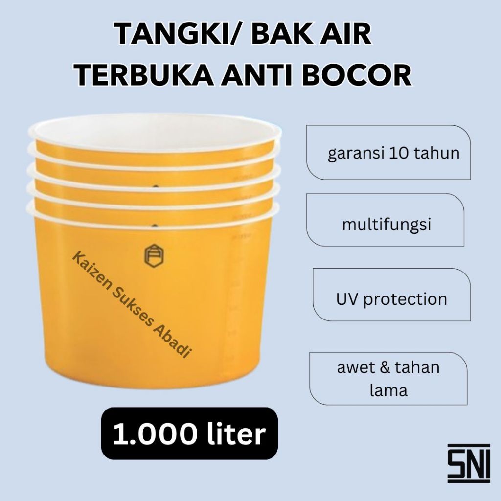 andon tangki toren bak drum wadah air profil tank tipe TAO open top plastik 1000 Liter untuk tambak 