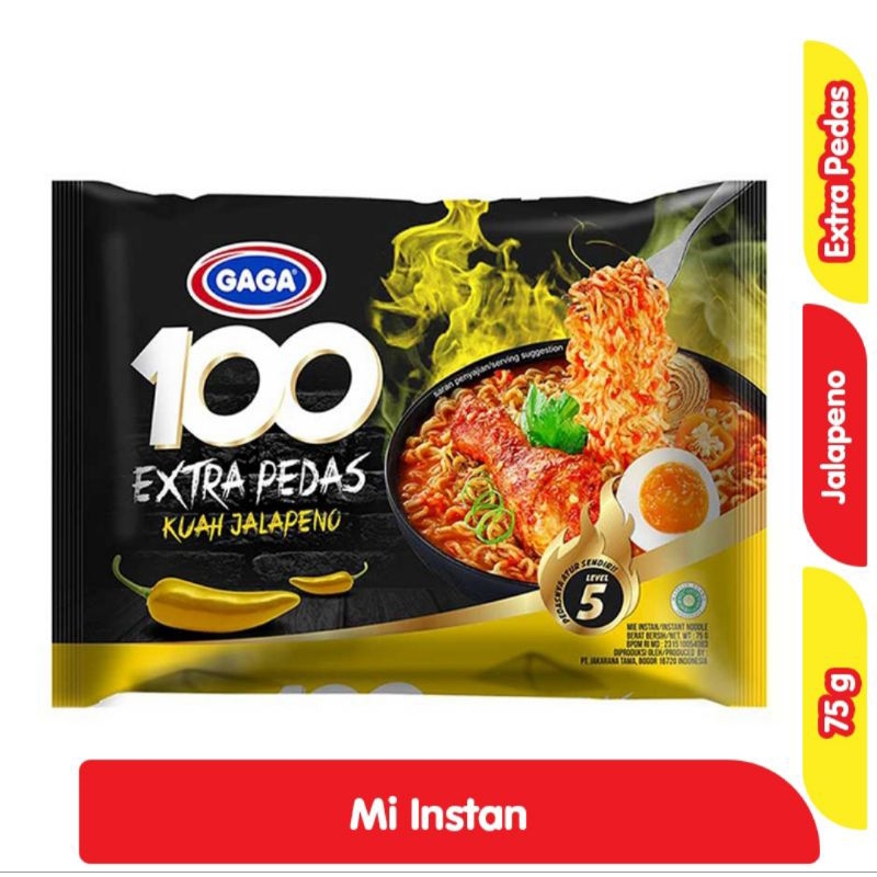 

Gaga 100% Ekstra Pedas Mie Instan Kuah Jalapeno 75g