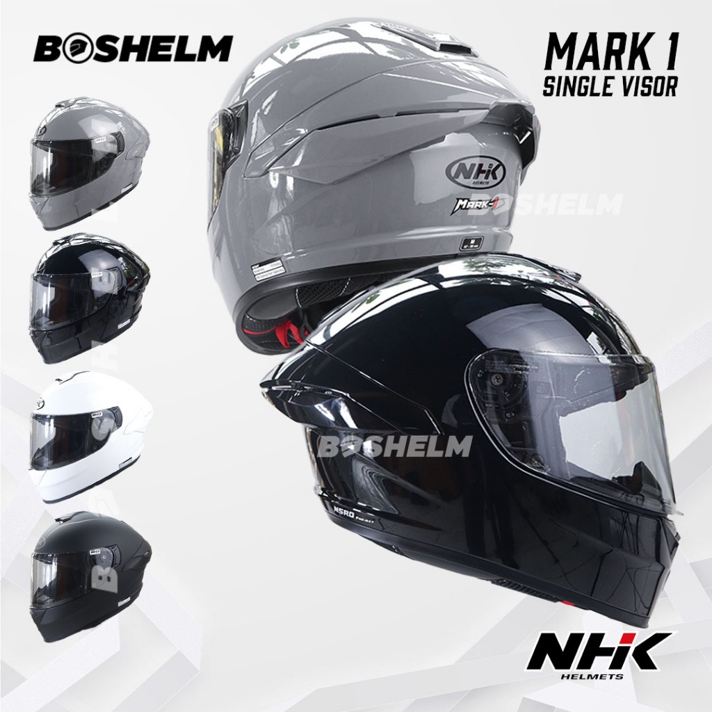 BOSHELM Helm NHK MARK 1 SINGLE VISOR Solid HITAM DOFF Helm Full Face SNI