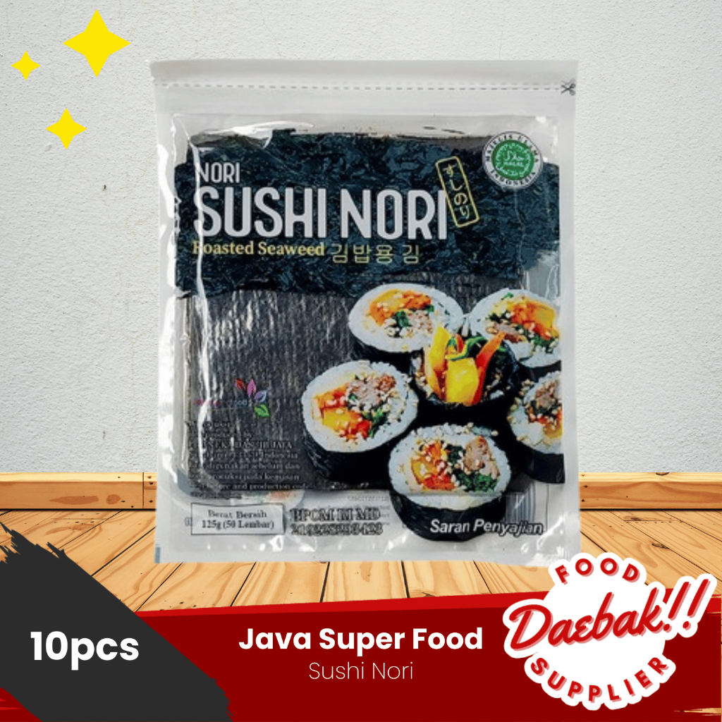 

Java Super Food Yaki Sushi Nori (10 Lbr) | Lembaran Rumput Laut Sushi | Rumput Laut Panggang 10pcs
